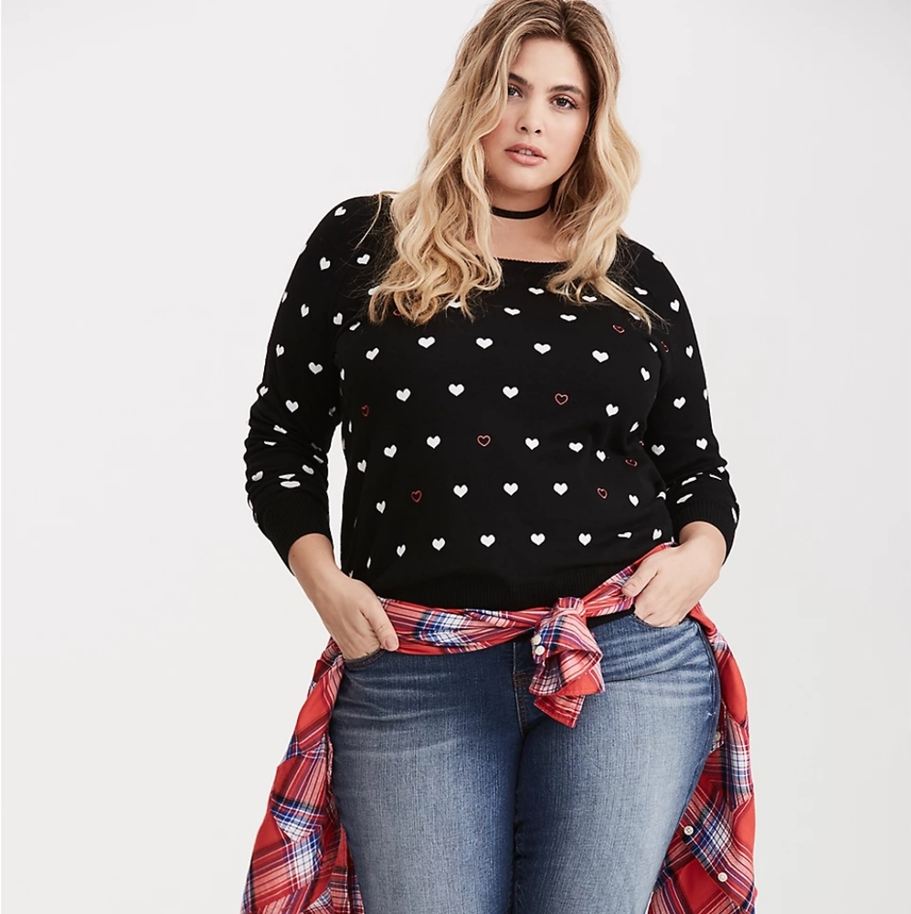 NWOT Torrid Heart Print Intarsia Sweater 2x